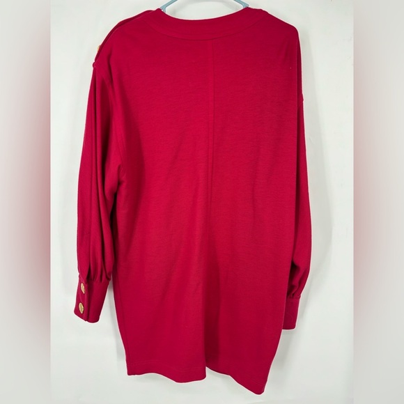 Vintage MaxMara Red Knit Sweater Dress with Gold Buttons Large - Picture 5 of 5